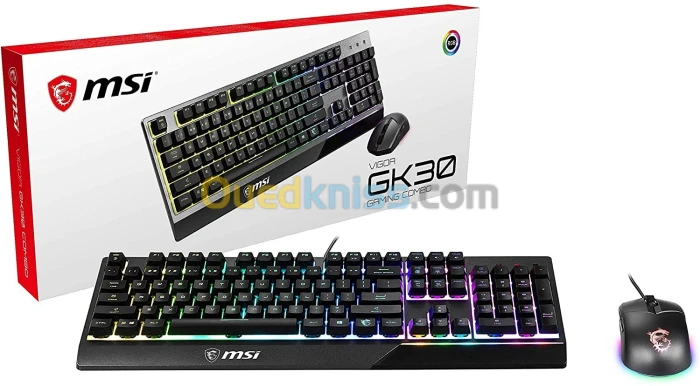 MSI Vigor GK30 Clavier gamer - Touches à membrane avec switches Plunger - Rétroéclairage RGB AZERTY