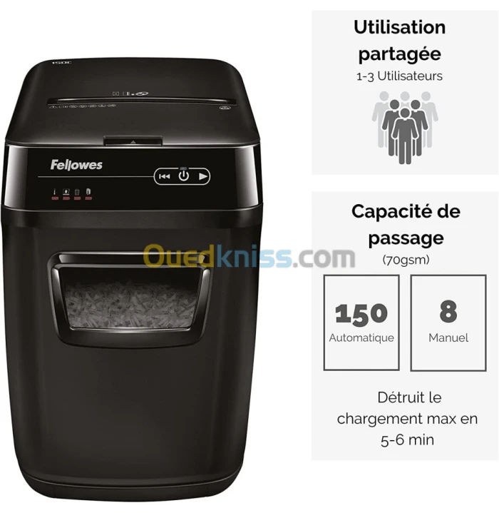 Fellowes Destructeur de documents AutoMax 105C Coupe Croisée P4 - 32litre