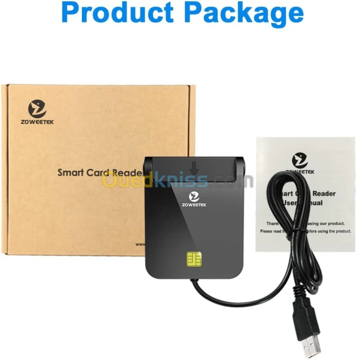 ZOWEETEK LECTEUR DE CARTE À PUCE SMART -USB COMPATIBLE EID -CAC - PIV - PC - MAC - SÉCURITÉ 