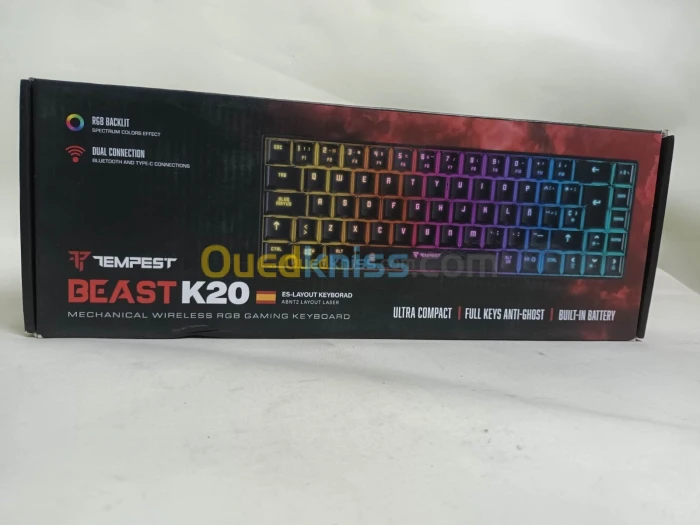 Tempest K20 Beast RGB Clavier Gaming Mécanique Noir
