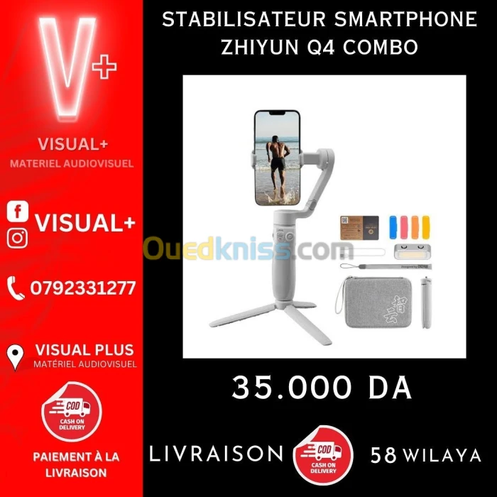 ZHIYUN - Q4 COMBO, Stabilisateur pour smartphone 3 moteurs