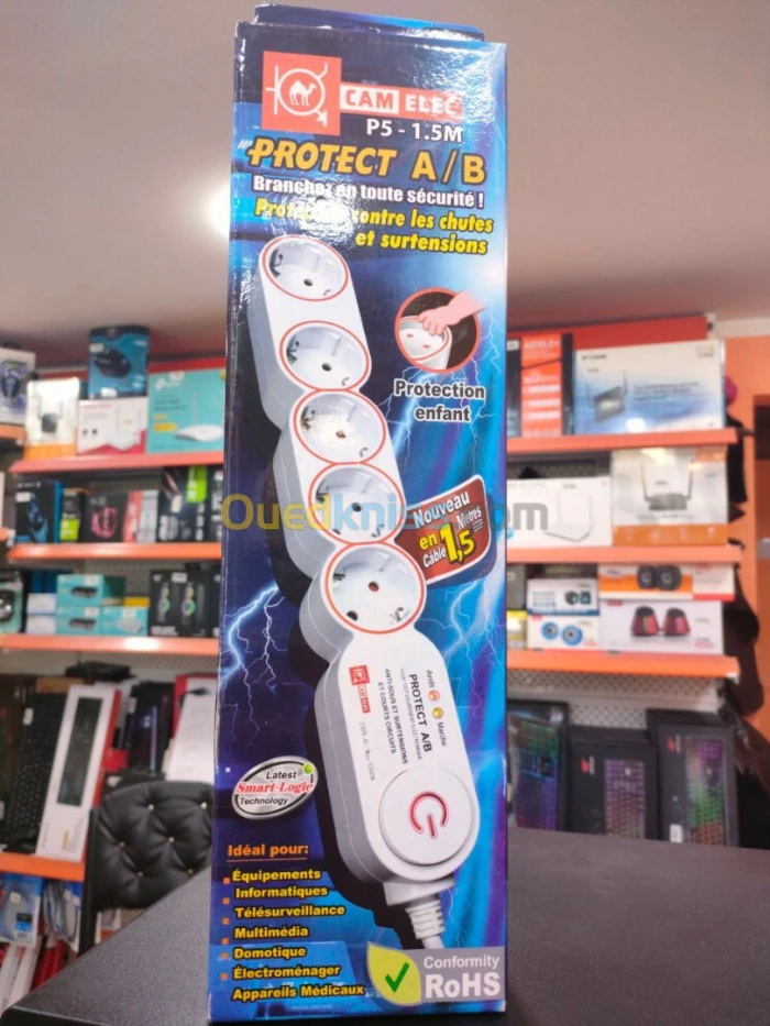 MULTIPRISE 05 PRISE AVEC PROTECTION CAMELEC 1.5M