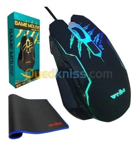SOURIS GAMER 3200DPI WEIBO WK-411 AVEC Tapis de souris