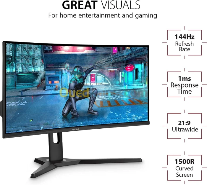 ULTRA-WIDE 34" QHD/2K 144HZ 1ms GAMING viewsonic