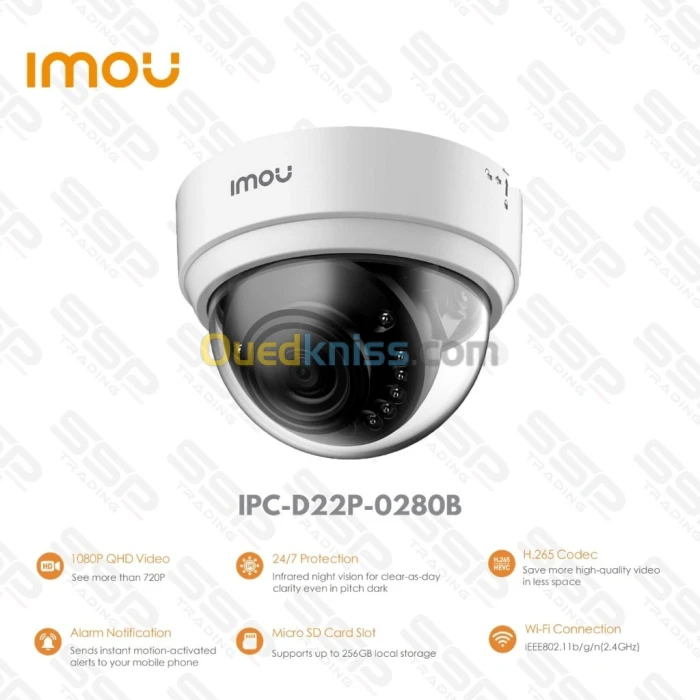 Camera IP IMOU DOME LITE, Wi-Fi, 2MP, Objectif 2.8mm, antivendale IR 20m