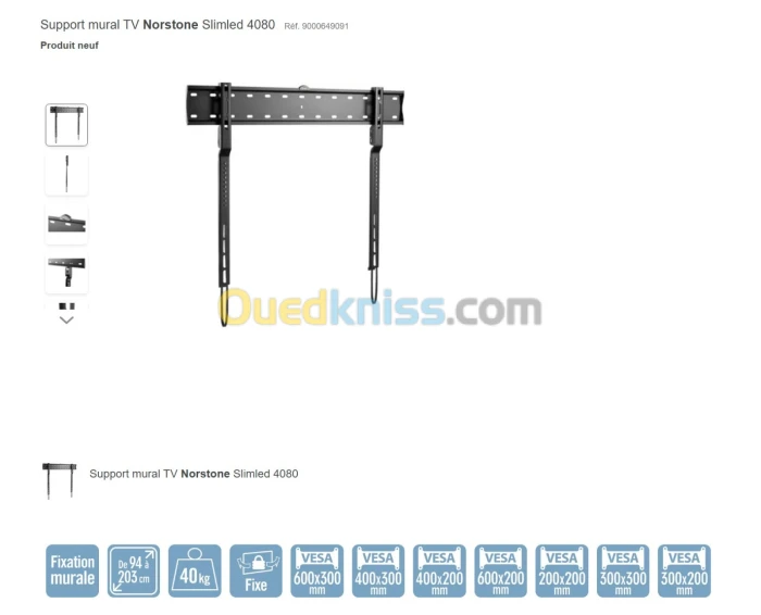 NorStone NORSLI4080 - Support TV Mural - 40 Kg - De 40" À 80"