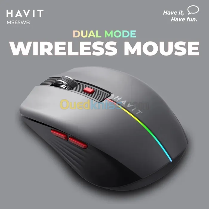 Souris RGB Havit Sans Fil 2,4GHz rechargeable MS65WB 1000-1200-1600DPI