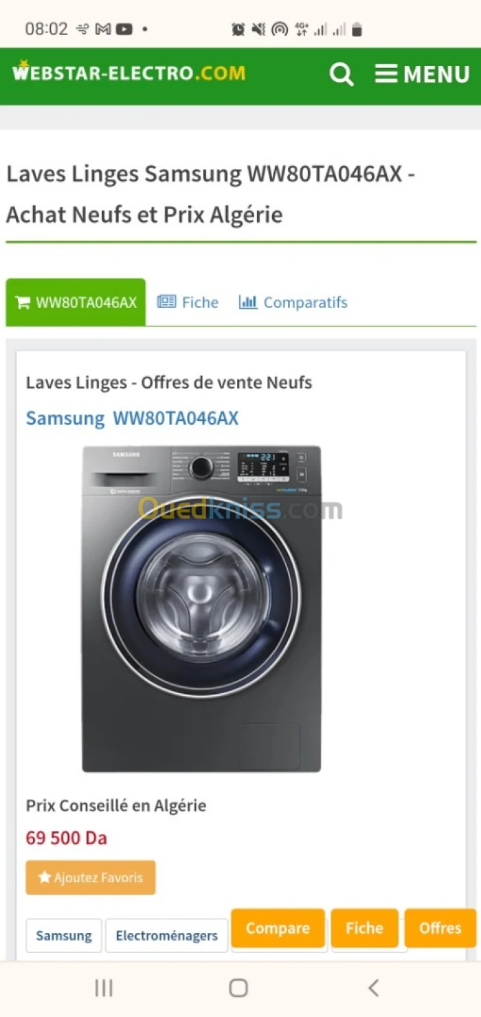 Machine à laver samsung 8kg