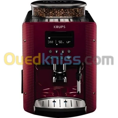 Machine à café automatique broyeur avec buse vapeur EA815570 rouge 15 bar krups