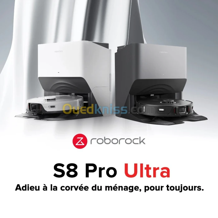 Robot Aspirateur Laveur station de vidange Roborock S8 Pro Ultra blanc/noir -180MIN AUTONOMIE-6000PA