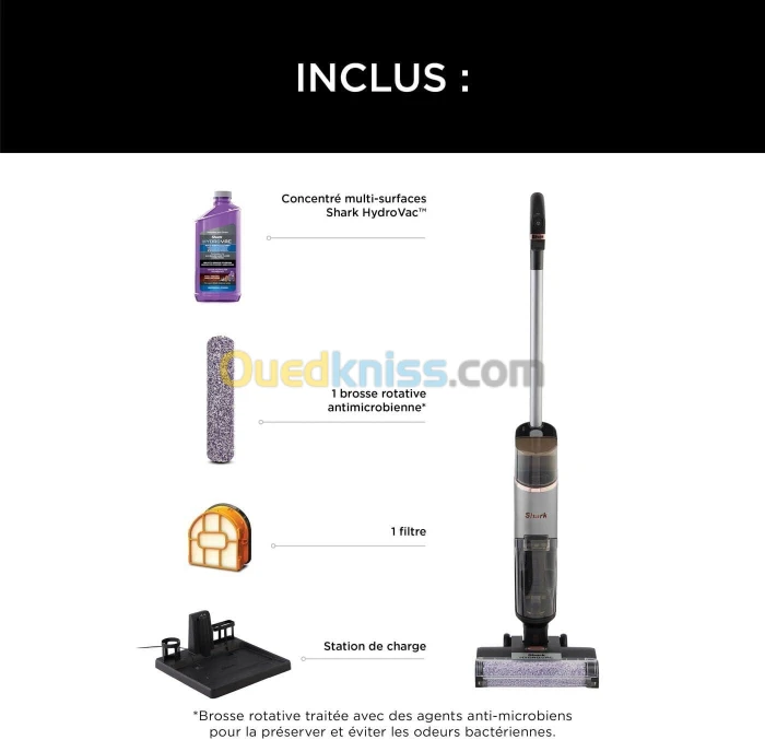 Aspirateur balai laveur sans fil HydroVac SHARK by ninja WD210EU-25 min autonomie