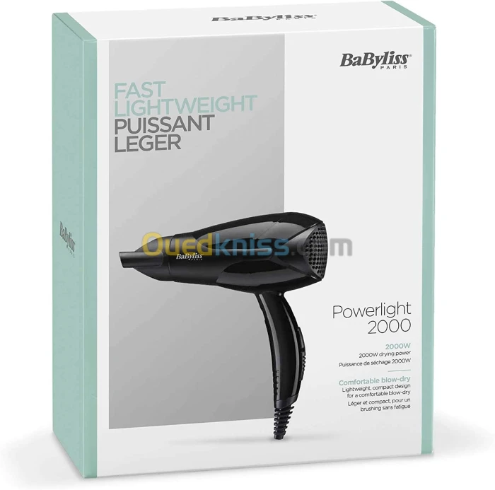 Sèche-cheveux BABYLISS D212E - SÈCHE-CHEVEUX POWERLIGHT 2000 DESIGN LÉGER