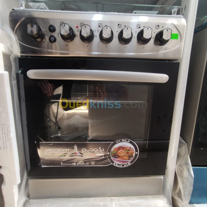 Cuisinière arcodym MIDEA inox 4 feux 60cm ventilée 