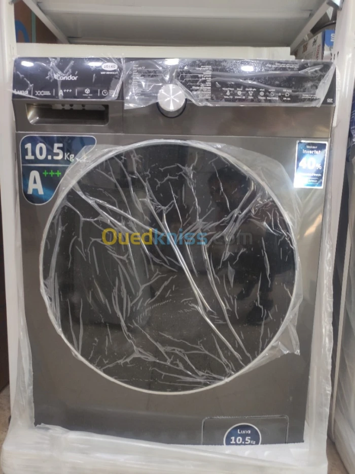 Machine a laver inverter Vapeur Condor Luna 8 et 10KG , 14 programmes, 1400 TR/M, A+++,