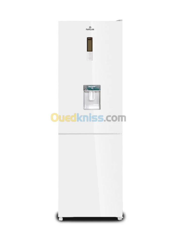Réfrigérateur RAYLAN 410L Nofrost Combiné BLANC\ROUGE en verre effet miroir