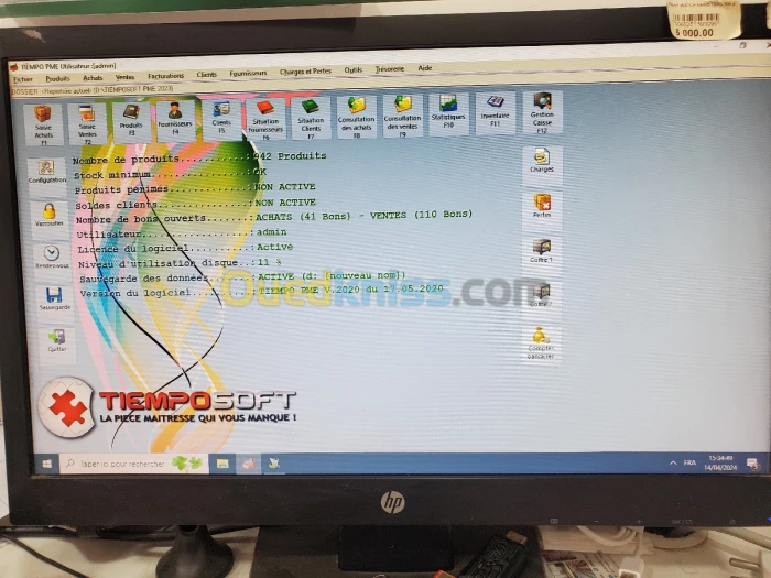 Logiciel commercial avec imprimante code à barres