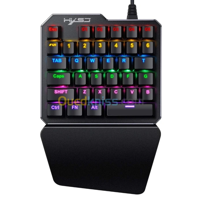 Clavier de jeu à une main de 35 touches RVB rétroéclairé 3200 DPI USB filaire  mécanique