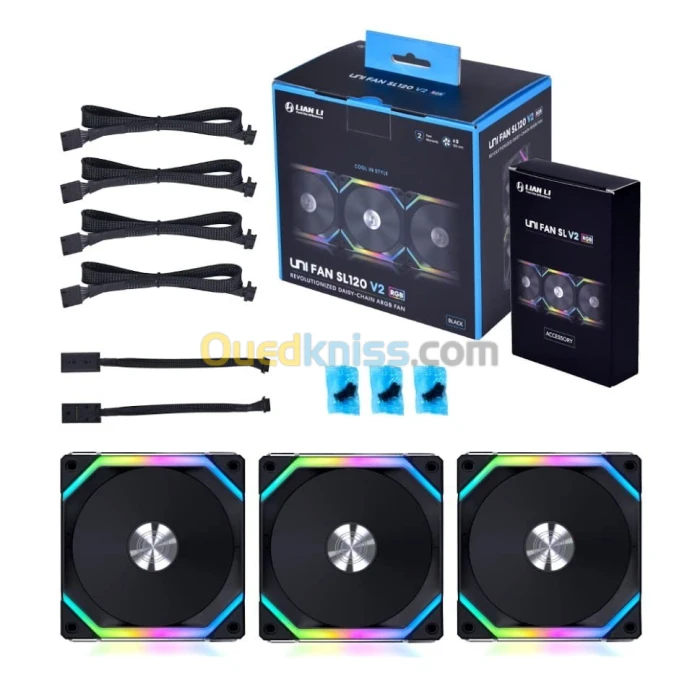 LIAN LI UNI Fan SL120 V2 RGB Noir 3x 12cm Fan Pack Avec Controlleur