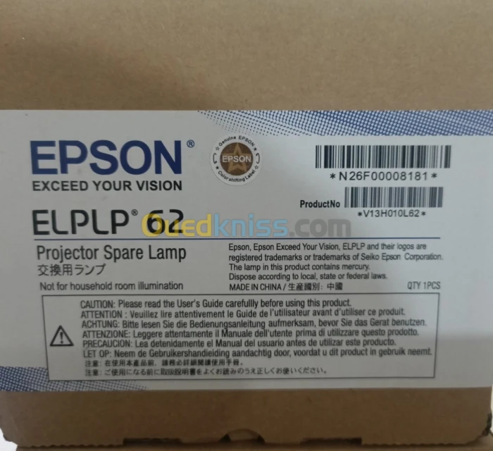 LAMPE POUR DATASHOW EPSON ELPLP 62 REF *V13H010L62