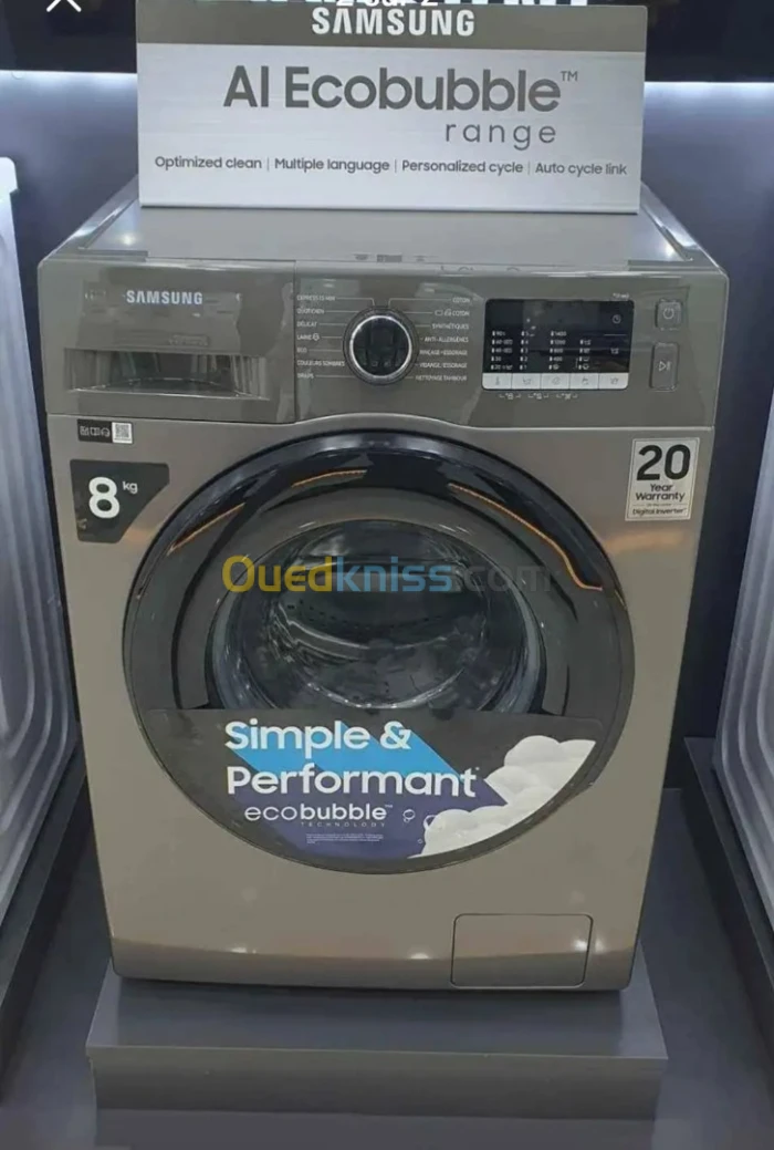 MACHINE A LAVER Samsung FRONT 8KG 1400TR INOX LAVE LINGE - WW80TA046AX