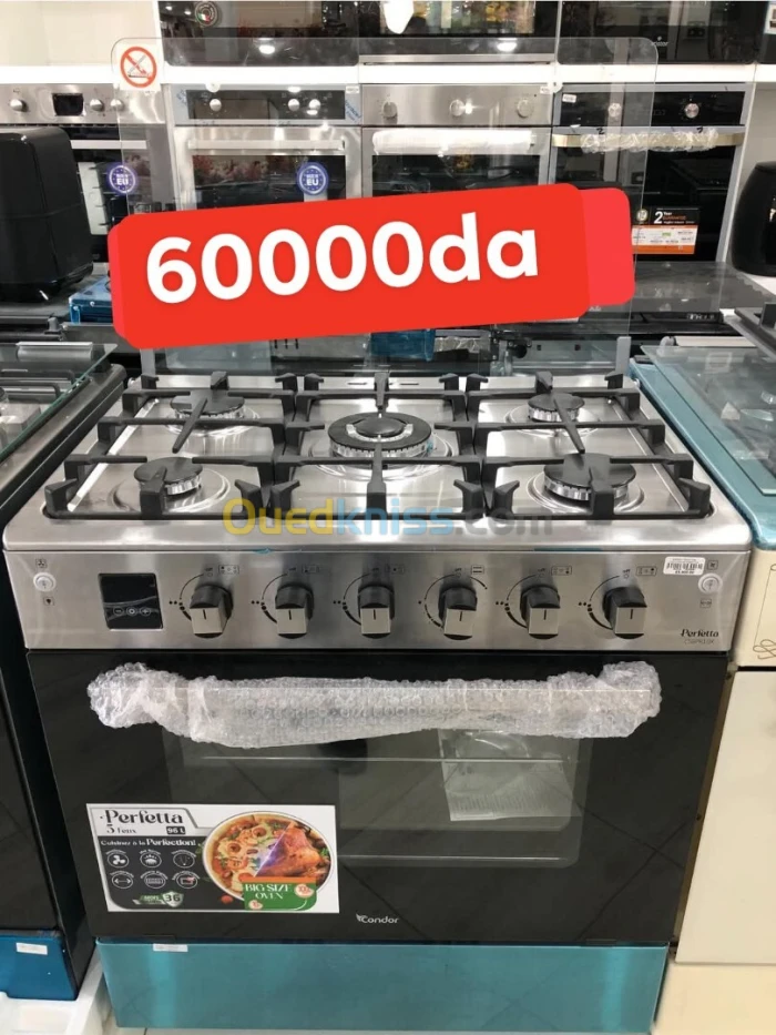 Cuisinière condor semi professionnel 5 feux ventilé inox 90cm