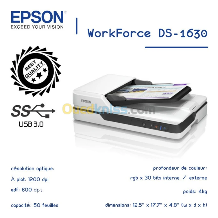 Scanner Epson WorkForce DS-1630 A4 à plat 