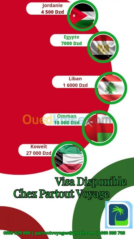  visa Liban Koweït Jordanie Egypte Oman   