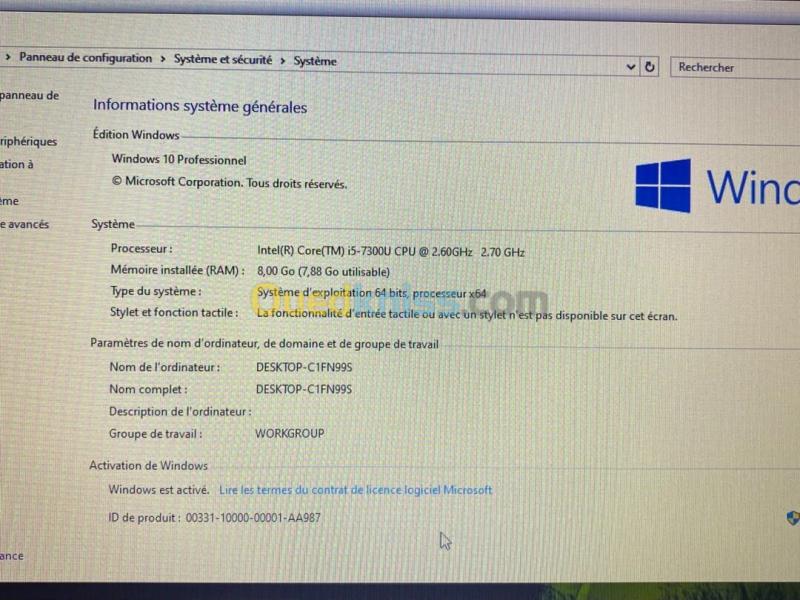 DELL LATITUDE 5580 / INTEL I5 7EME / 8 G / 256 SSD NVME / 15.6 +CARTABLE 11