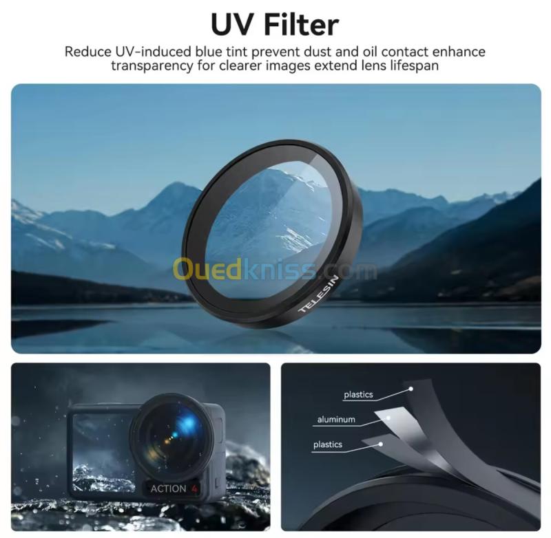 Pack filtres cpl et nd8 nd16 nd32 pour dji action 5 pro action 4 rt action 3 la marque Telesin 4