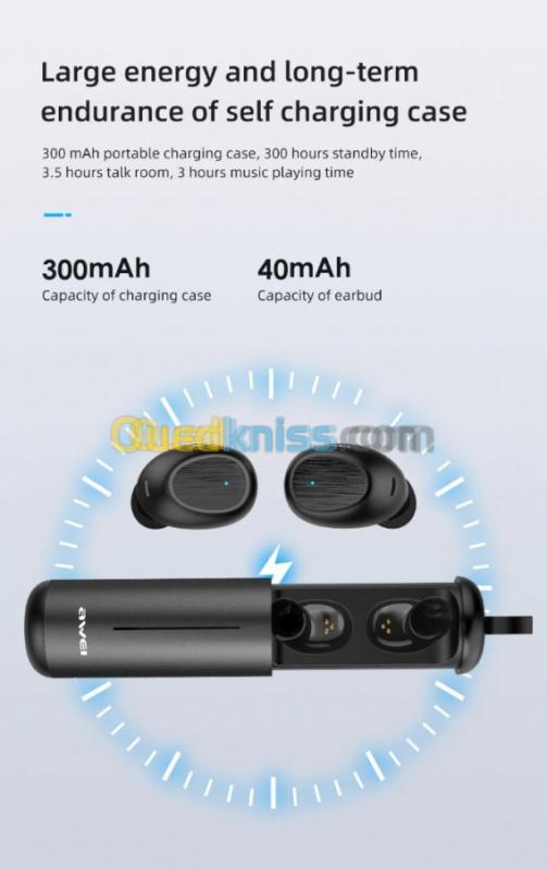 Ecouteur Sans-fil Earbuds Bluetooth 5.0 AWEI TWS T55 IPX4 Étanche