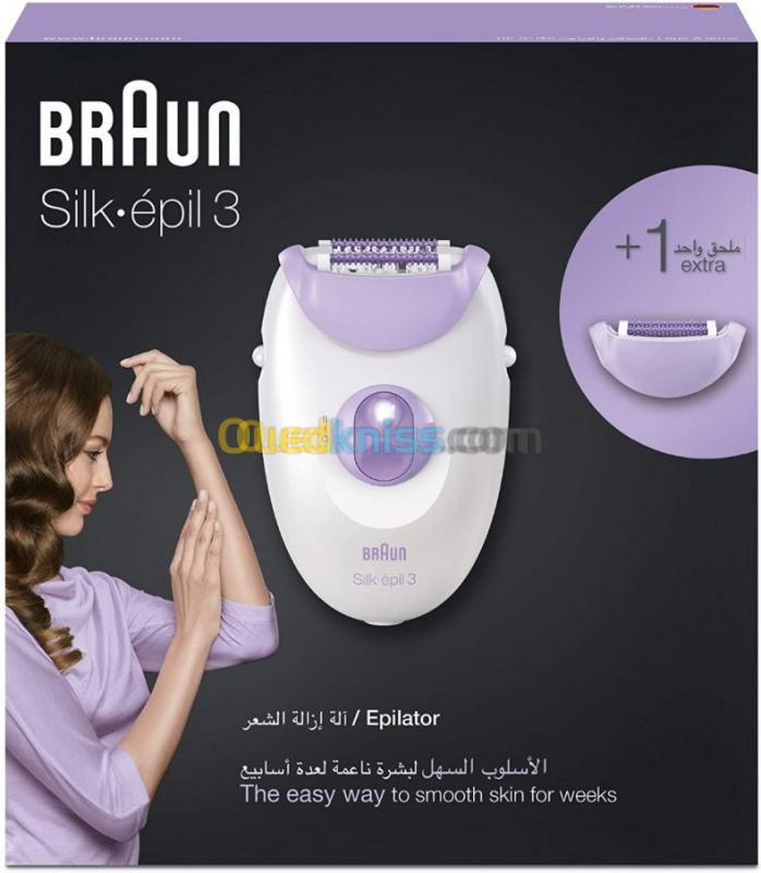 BRAUN Épilateur Silk-Épil 3 Se3170 - Blanc/Violet