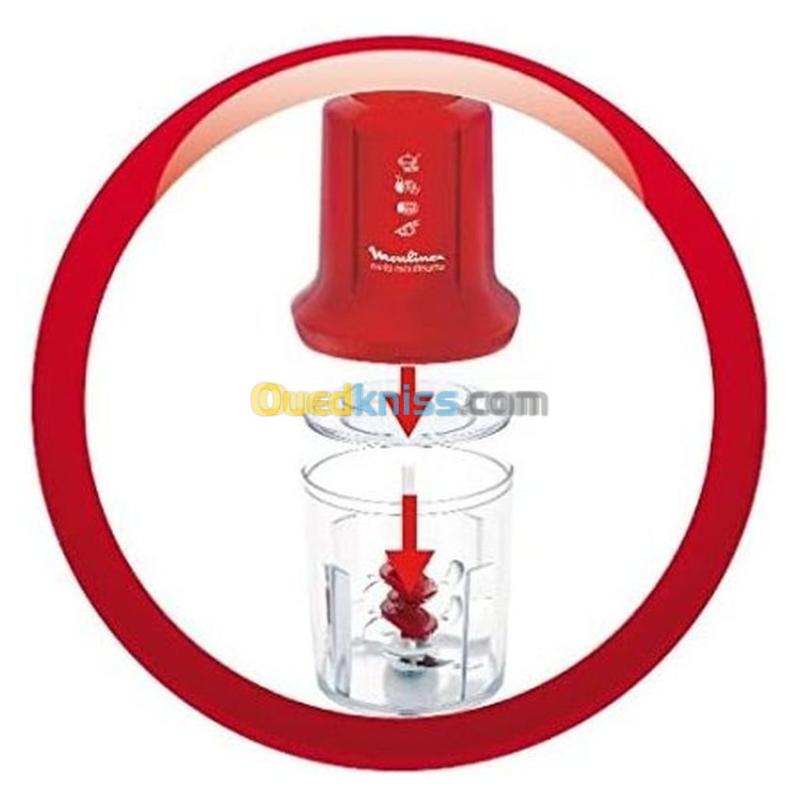 MOULINEX AT714G32 Mini Hachoir Électrique Multi Moulinette 3 en 1- 500W- Rouge 2