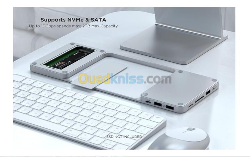 SATECHI Dock USB-C Slim pour iMac 24" avec Boîtier sans Outil pour M.2 Pcie Nvme Et Disques SSD Sata 4