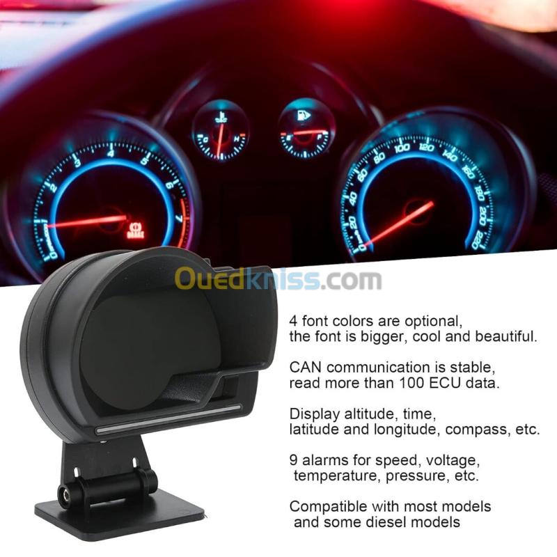 Affichage Tête Haute HUD Automobile  OBD2 + GPS, Écran LCD et 10 Alarmes 5