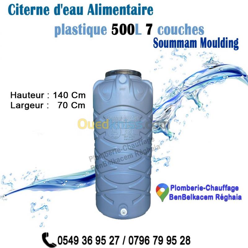  Citerne d'eau en plastique 7 couches Alimentaire Soummam 500/800/1000 Litres Vertical