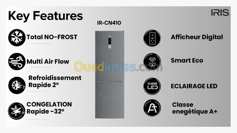 REFRIGERATUER IRIS IR-CN410 NO-FROST COMBINÉ INOX 3