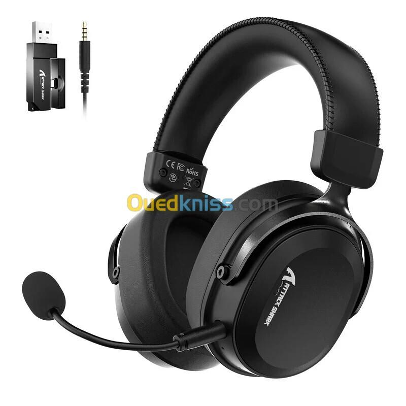 ATTACK SHARK L30 PRO - CASQUE GAMING SANS FIL - TRI-MODE - SON SURROUND 7.1- BLUETOOTH - 2.4 GHz - FILAIRE - LATENCE 20 MS - BLACK