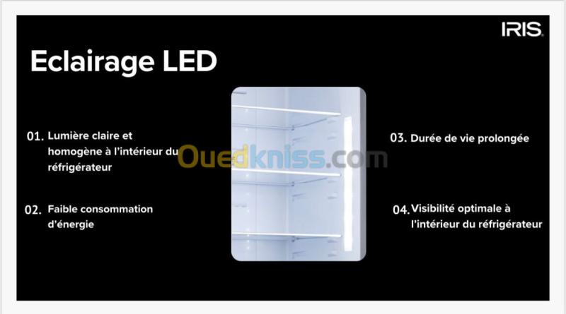 REFRIGERATEUR IRIS COMBINÉ 410 L INOX NO FROST AFFICHEUR TACTILE 7