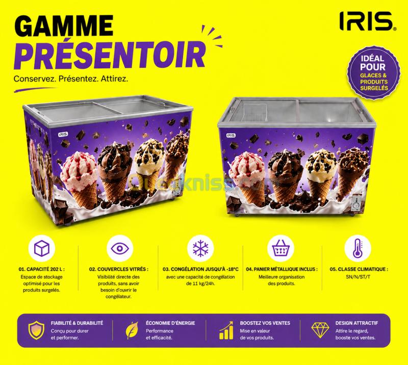 CONGELATEUR IRIS IC-SC255 PRESENTOIR 255 L