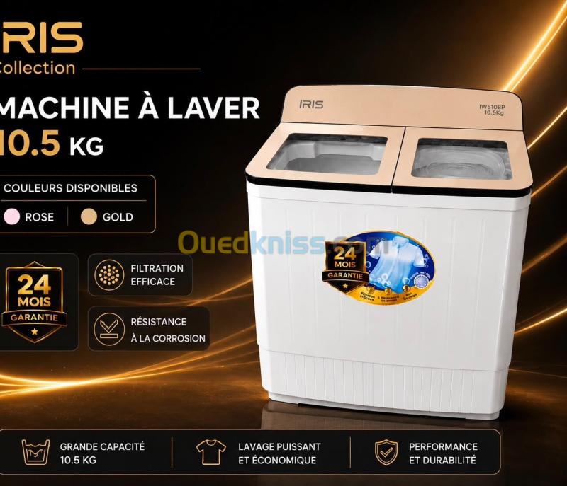 MACHINE À LAVER IRIS 10.5 KG PLASTIQUE SEMI-AUTOMATIQUE