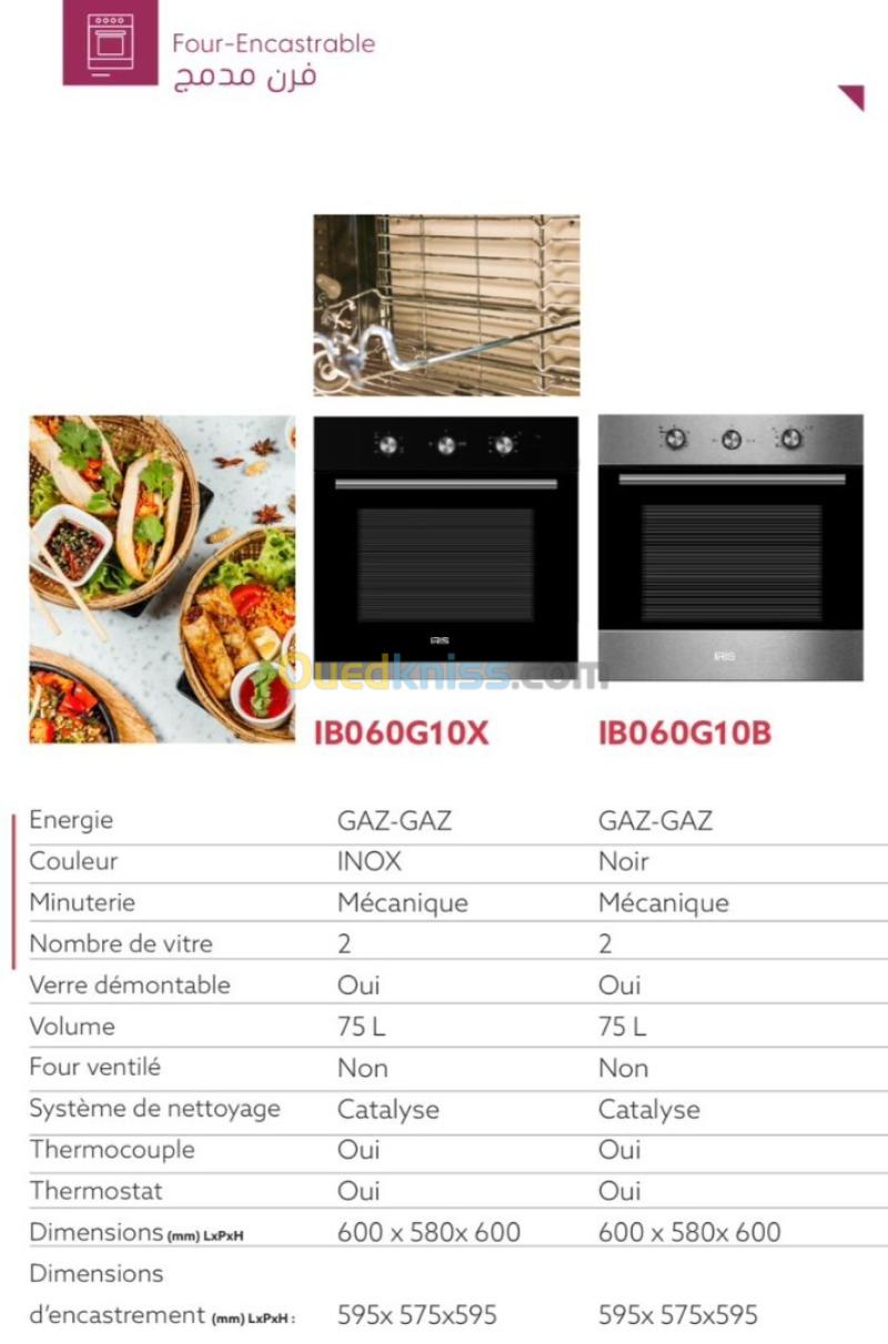 FOUR IRIS ENCASTRABLE GAZ/GAZ G10X INOX CATALYSE 75L 2
