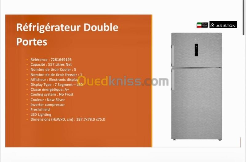 ARISTON REFRIGERATEUR 557 L INOX COMPRESSEUR INVERTER NO FROST 4