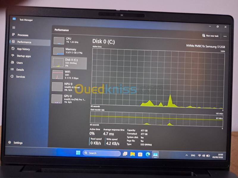 Dell Pro Max 14, Intel Core Ultra 7 265H/ Ultra 7 165H, 32GB DDR5 Ram 7500 Mts, 512GB espace SSD NVMe 2