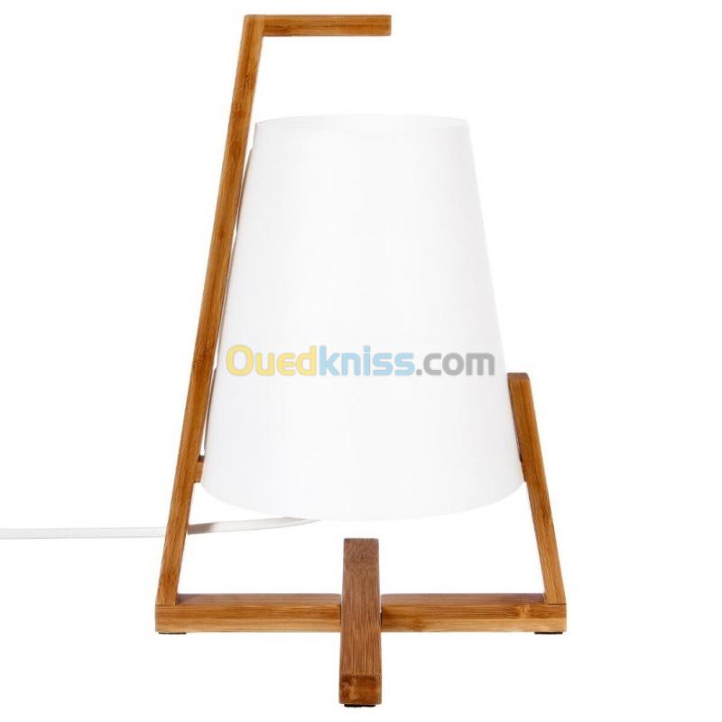  Veilleuse Lampe "Gong", bambou et blanc