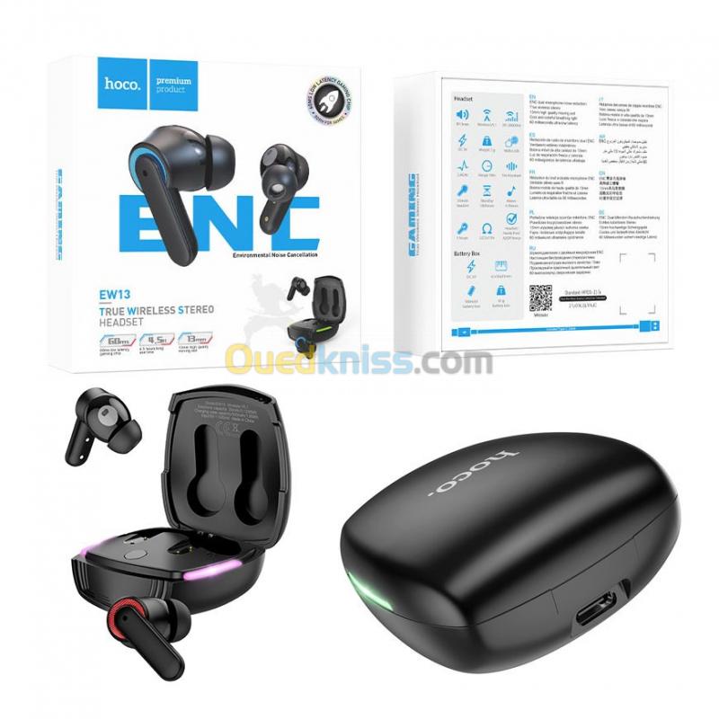  Écouteurs Earbuds sans-fil Bluetooth 5.1 Gaming Stéréo stop-bruit ENC HOCO EW13