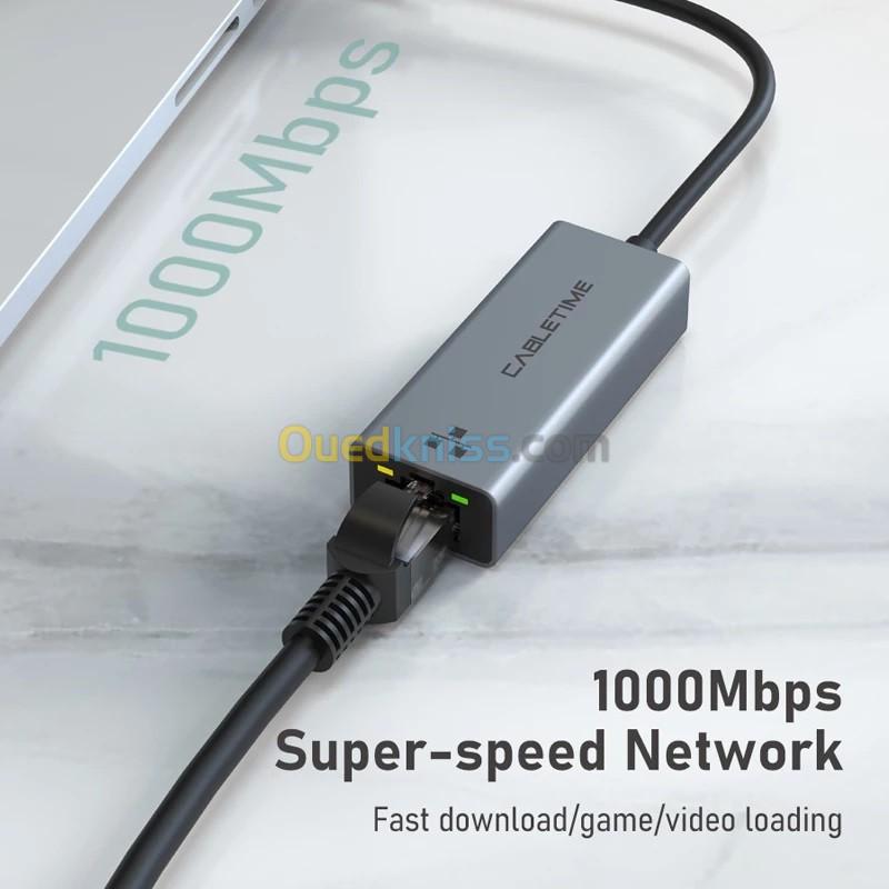 Adaptateur Ethernet USB 3.0 / Type-C to vers RJ45 1000Mbps 2