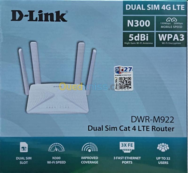 MODEM ROUTER 4G LTE DUAL SIM DWR-M922 D-LINK Ref : 1044