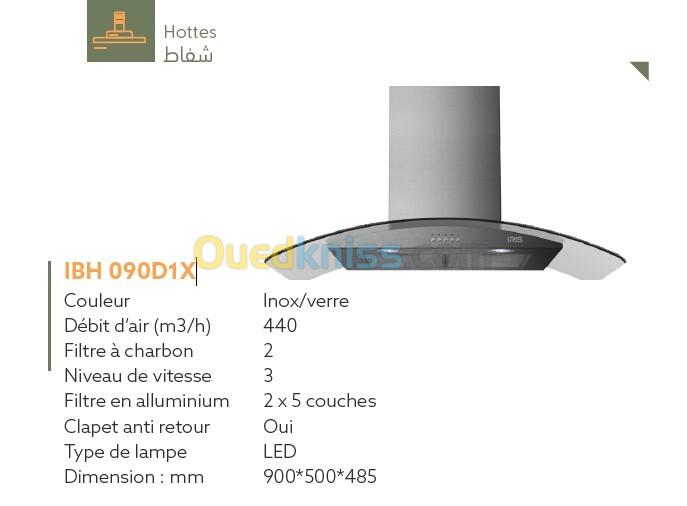 HOTTE IRIS 90 CM CASQUETTE EN VERRE 4