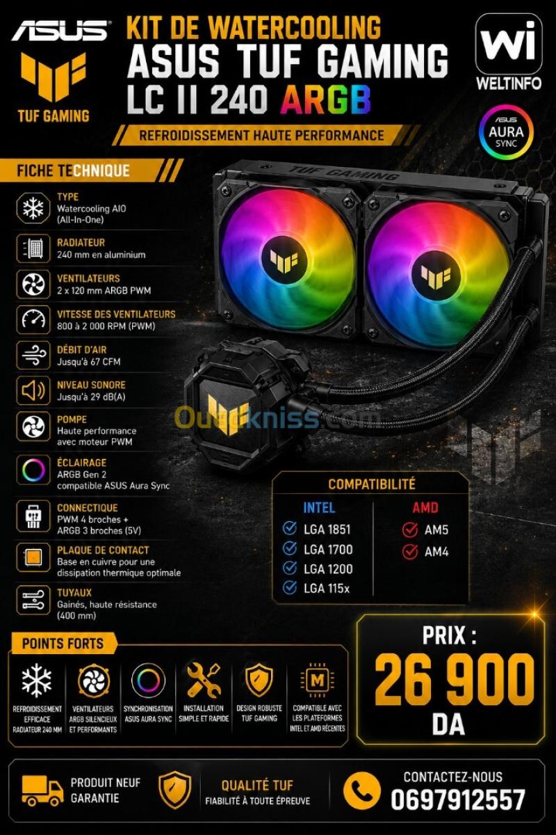 KIT DE WATERCOOLING 240 ASUS TUF GAMING LCII 240 ARGB 5