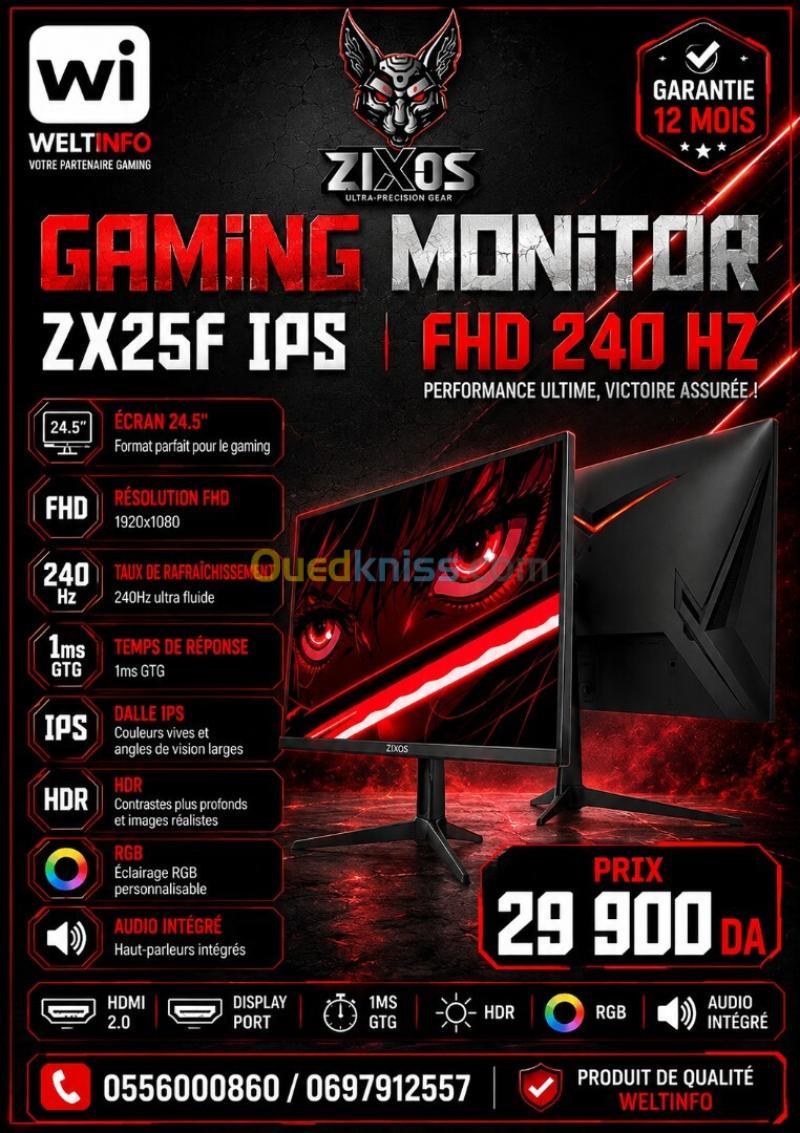 GAMING MONITOR ZIXOS ZX25F IPS 240 HZ 1MS